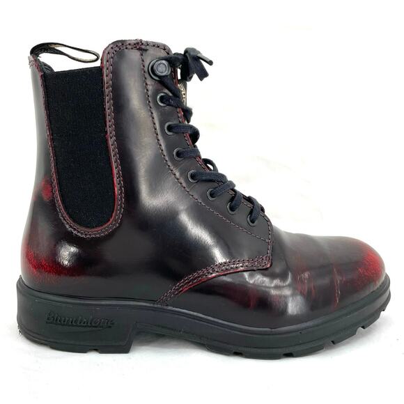 Blundstone 2220 Boots Bordeaux Brush Lace Up Chelsea Red Black Shoes Size AU 4.5 - Picture 2 of 13